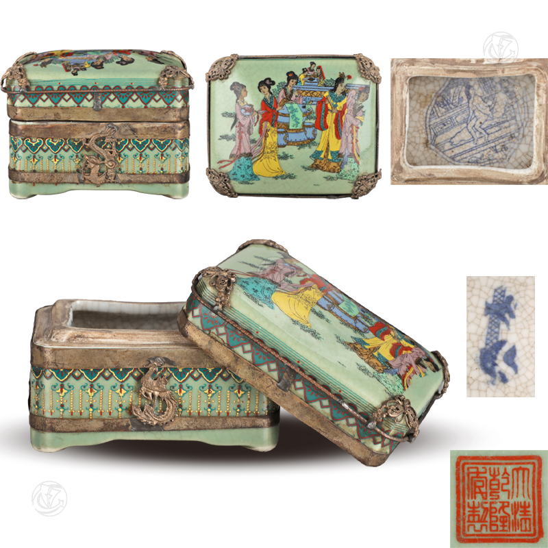 大清乾隆年制款珐琅彩人物胭脂盒