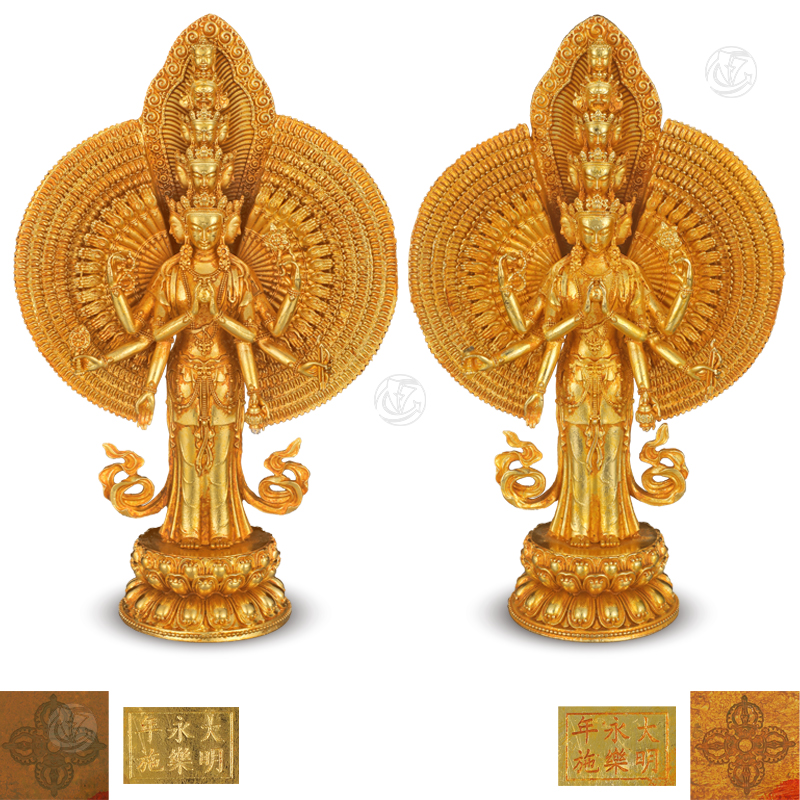 大明永乐年制款铜鎏金千手观音像