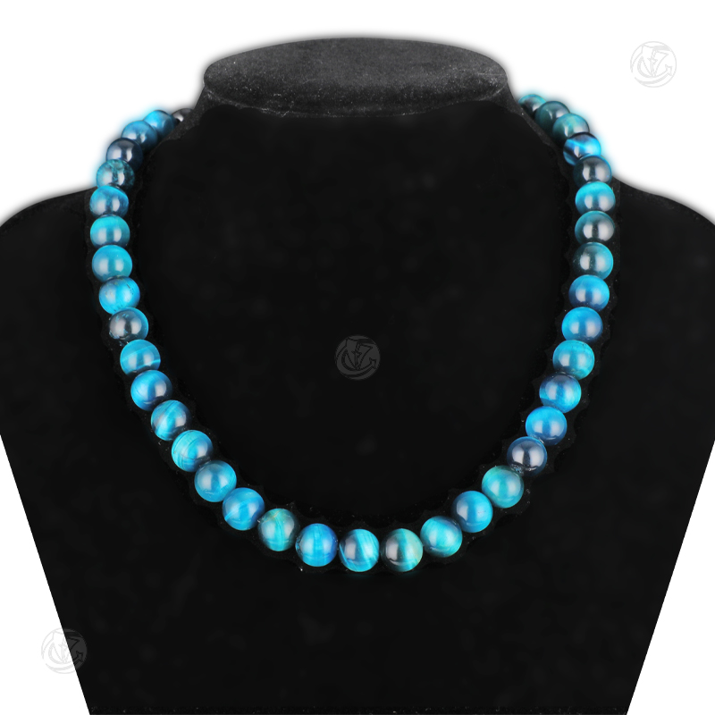 蓝色玻璃陨石项链