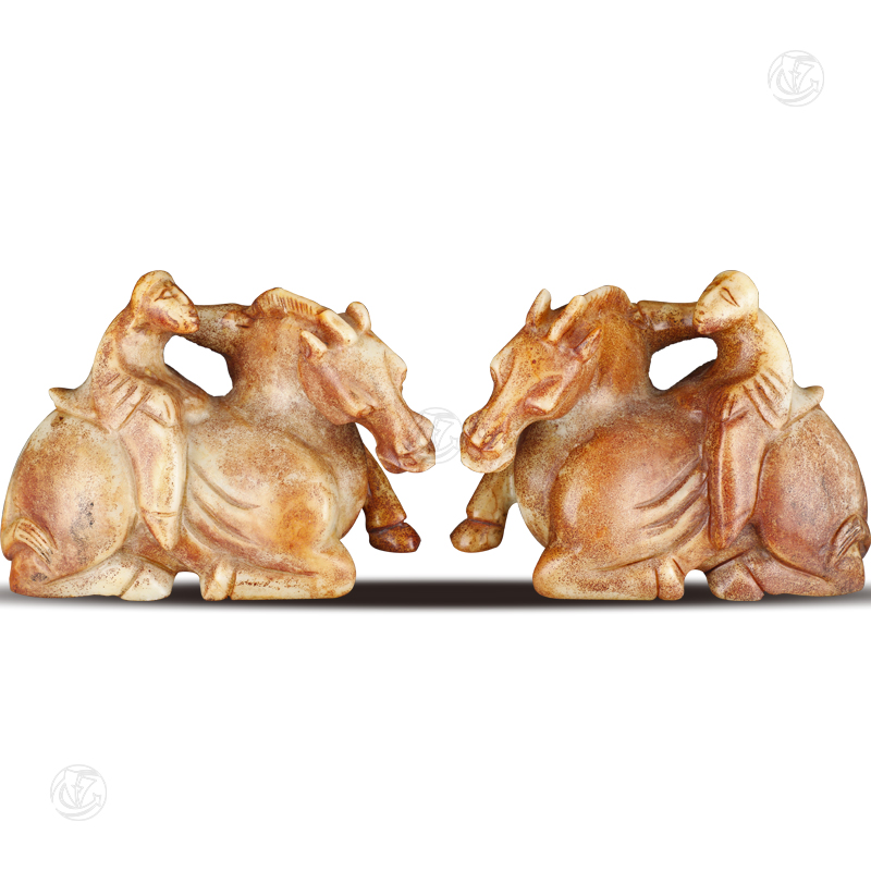 唐 马上封候:和田玉 一对