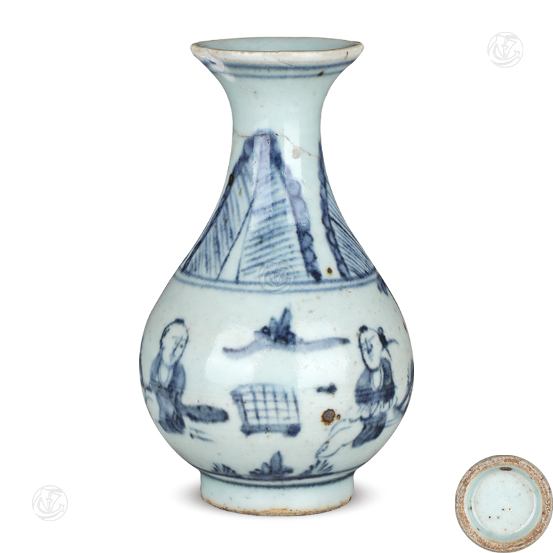 青花人物玉壶春瓶