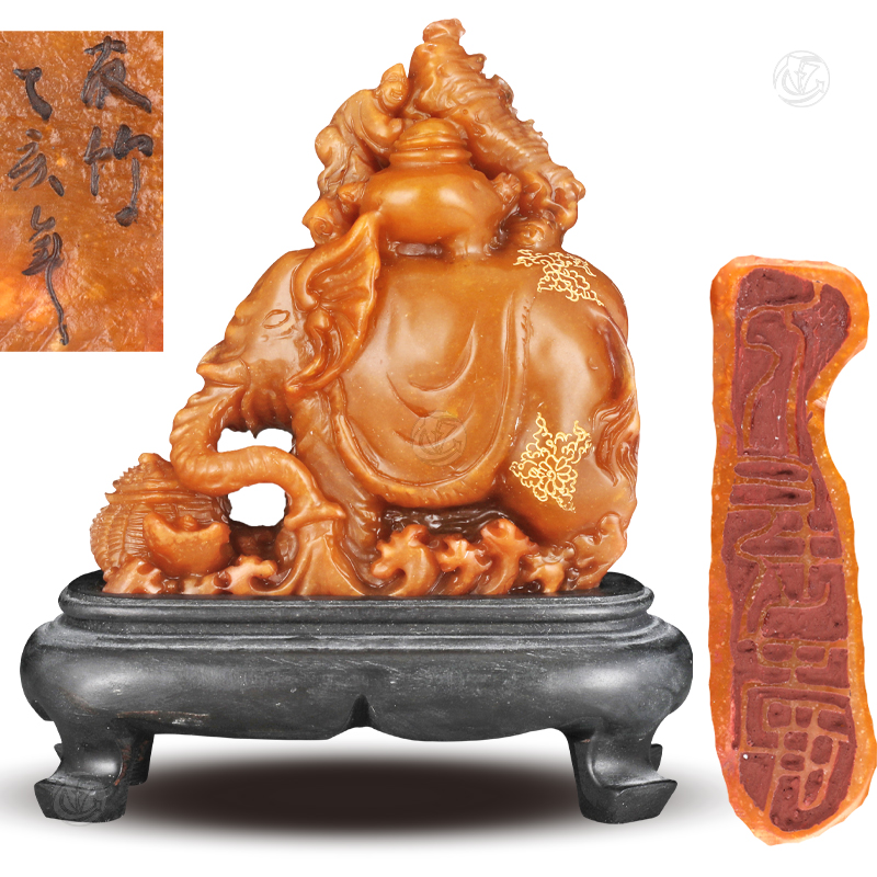 徐坚 人长寿田黄摆件