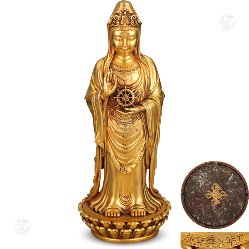 铜鎏金观音佛像