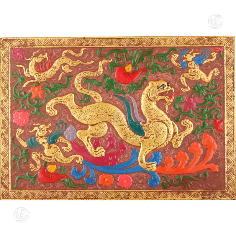 汉代玉描金彩绘瑞兽纹壁砖