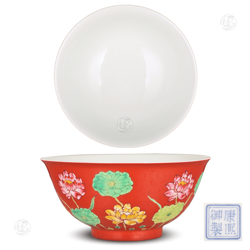 清康熙珐琅彩荷花纹碗