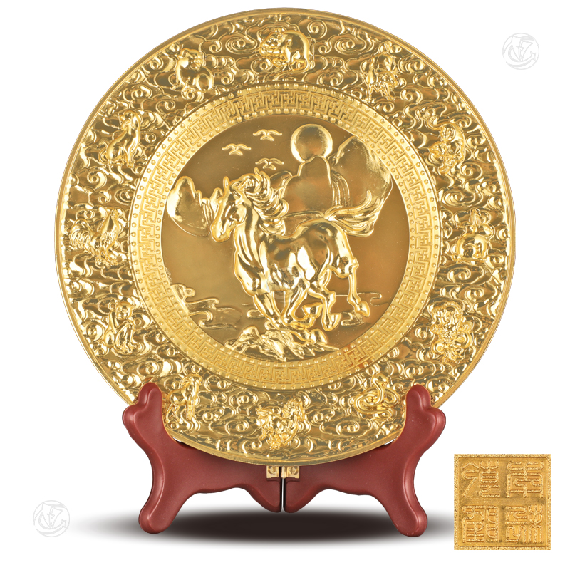 铜鎏金十二生肖马到成功摆件