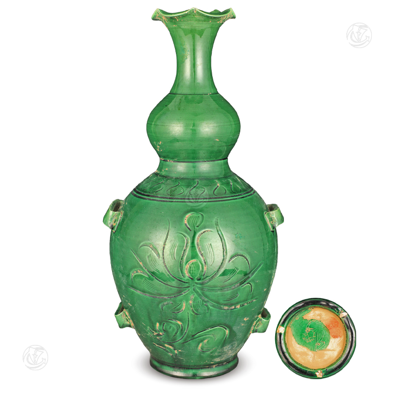 绿釉四系花口葫芦瓶