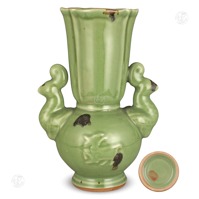 龙泉窑双凤耳瓶