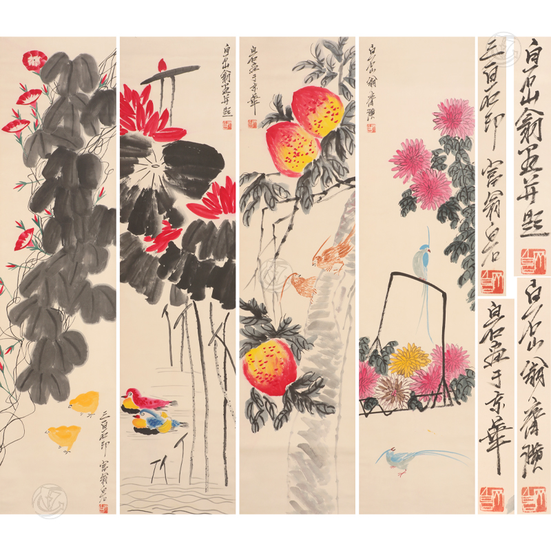齐白石 花鸟四条屏