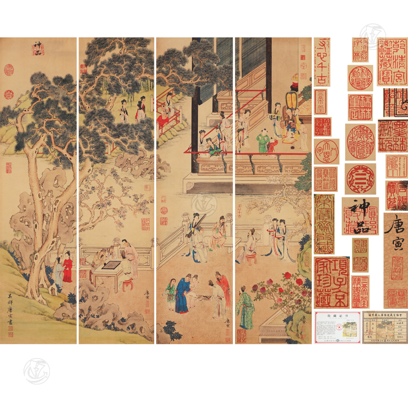 唐寅 春宫逸事 四条屏