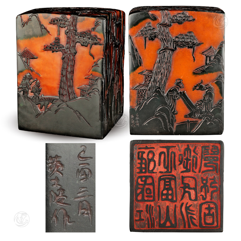 清代薄意雕田黄印章